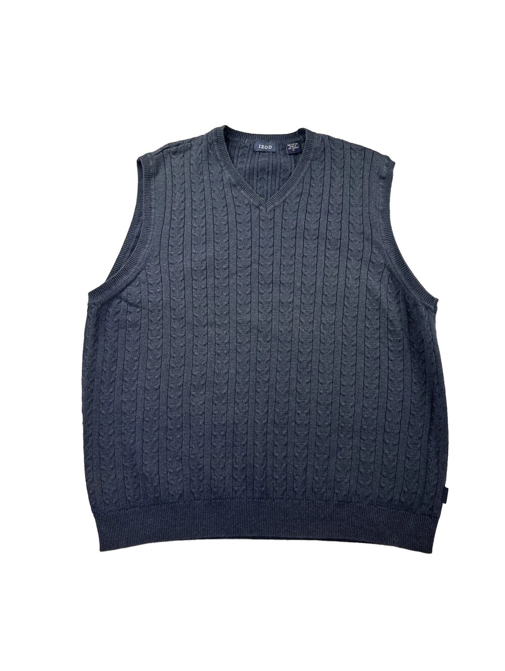 Izod  Men’s XL Cable Knit Sweater Vest Navy Blue V-Neck